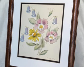 Framed Floral Art (Appears To Be Original)