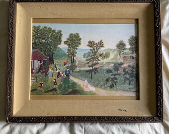 Vintage Framed Print of “Mary Had A Little Lamb” by Grandma Moses