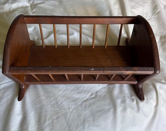 Vintage Dark Wood Magazine Rack