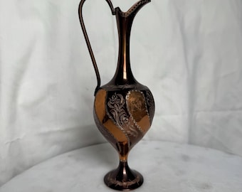 Vintage Turkish Copper Etched Pitcher/Ewer
