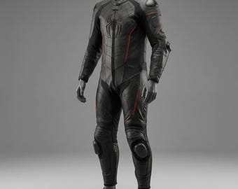 Traje de cuero de Spider-Man para motociclismo de carreras con protección CE.