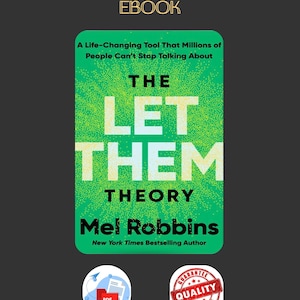 Może przedstawiać: Okładka e-booka do "The Let Them Theory" autorstwa Mel Robbins. Tytuł jest dużymi białymi literami na zielonym tle. Okładka zawiera r&oacute;wnież tekst "A Life-Changing Tool That Millions of People Can't Stop Talking About."