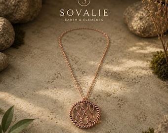 Collana con anello Tensor in rame puro Sovalie / Ciondolo con geometria dell'infinito / Rame 144 Hz