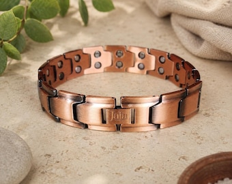 Bracciale magnetico in rame puro, 30 magneti, gioiello benessere unisex,