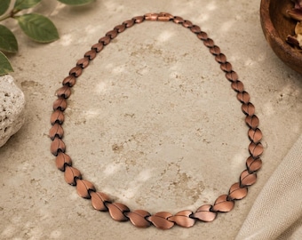 Collana magnetica in rame – Gioielli in rame ispirati al benessere, 45 magneti, 53 cm