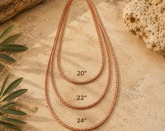 Collana a catena in rame puro a forma di osso di drago, 3 mm di spessore, gioiello curativo unisex.
