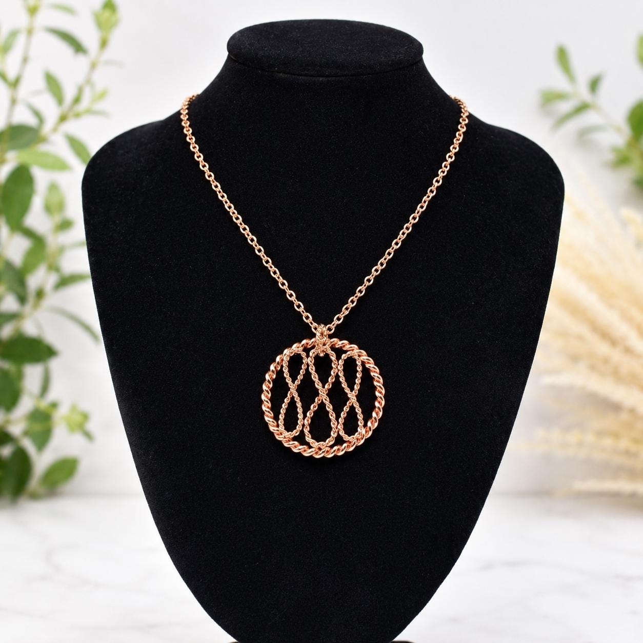 Sovalie Pure Copper Tensor Ring Necklace | Infinity Geometry