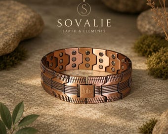 Bracciale magnetico Sovalie in rame puro / Bracciale con 45 maglie magnetiche regolabili / Bracciale da polso in rame pesante