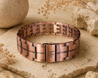 Bracciale magnetico in rame – 60 magneti, design a maglie larghe, gioiello per il benessere