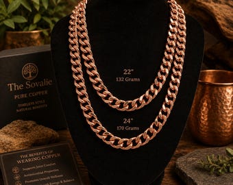Collana a catena cubana in rame puro – Catena pesante da 12 mm, 22" e 24",