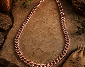 Collana a catena cubana in rame puro – Catena a maglie spesse da 9 mm, 22" e 24"