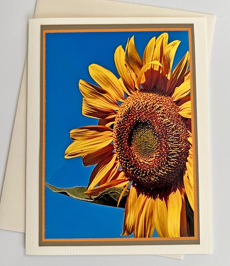 Sunflower Blue Sky Greeting Card Blank Inside - Etsy