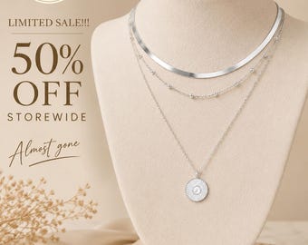Zilveren gelaagde ketting, ketting met drie lagen munthangers, ketting met visgraatmotief en kralen, minimalistisch sieraad, cadeau voor haar