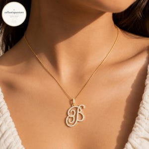 Personalized Iced Initial Necklace, Rhinestone Letter Pendant, Gold or Silver Custom Monogram Jewelry Gift
