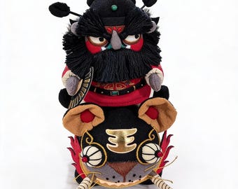 Chinese Mythology, Zhong Kui (天师钟馗), Folklore Decor, Handmade Plush, Lucky Charm, Protection Talisman,Asian Art, Oriental Decor,Textile Art
