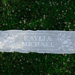Large Filet Crochet Custom Floral Banner