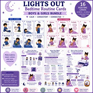 Bedtime Routine Cards Asian Kids | Multicultural Printable Flashcards | Calm Bedtime Routine Chart | Instant Download PDF