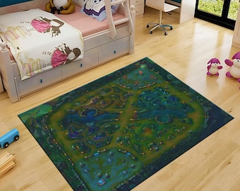 Summoner’s Rift Map Rug for Gamer Rooms – League Inspired Gaming Rug