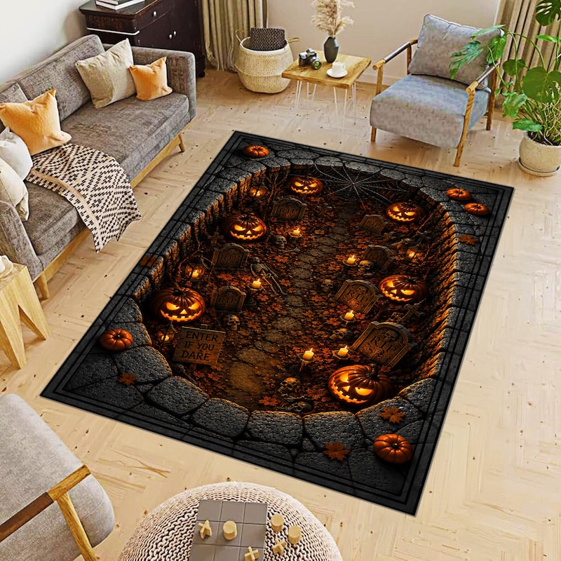 Hooking Rugs House Hooked Halloween Rug - Etsy UK