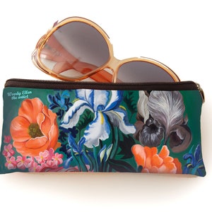 Estuche para maquillaje con flores,Estuche de lápiz vintage, forêt, Estuche naranja verde,Estuche regalo para ella, Estuche de maquillaje imagen 2