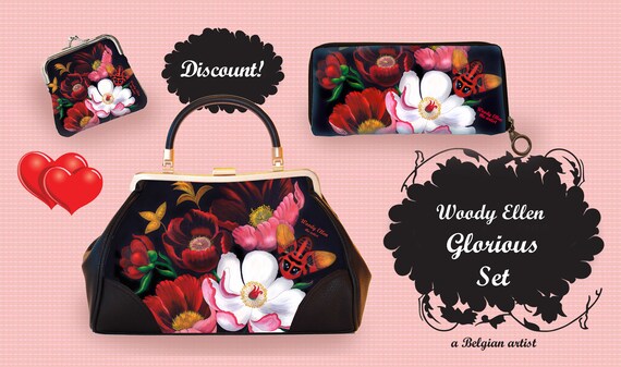 Retro handbag set, vintage handbag set, Glorious, christmas, gift, gift for her, Woody Ellen handbag, christmas gift ideas, valentine gift