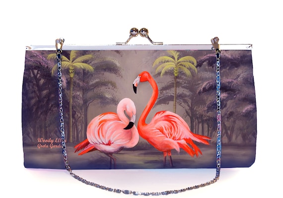Retro clutch, Flamingo, clutchbag, birthday gift, gift for her, gift mom, Woody Ellen bag, christmas gifts,valentine gift ideas, bridal bag