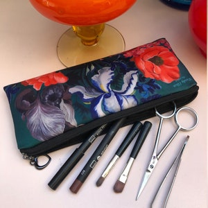 Retro flower pouch, vintage flower pouch, Forest, flower make up pouch, flower pencil bag, flower make up pencil bag, Flower glasses pouch