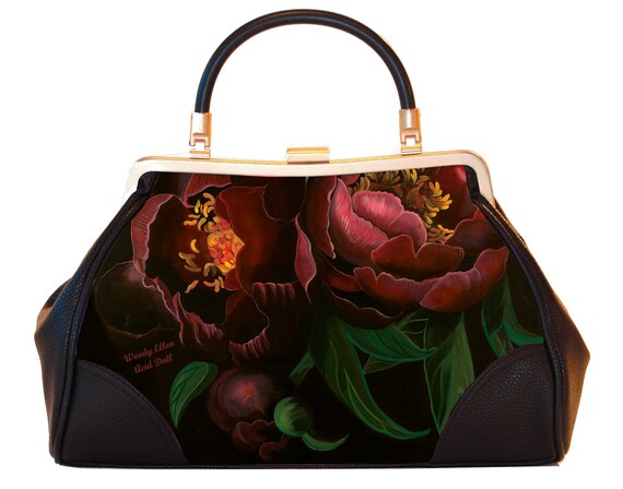 Retro handbag, Vintage handbag, Night Bloom , gift for her, gift for mom, Woody Ellen handbag, christmas gift, Valentine gift ideas