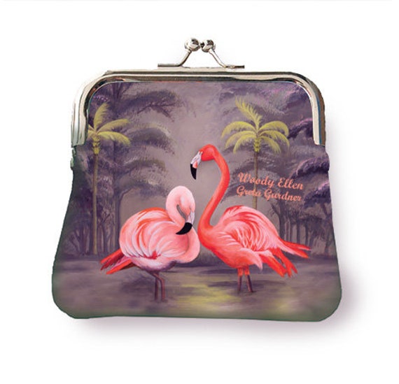 Coin purse, retro purse, Flamingo, gifts for her, gift for mom, purse pink pistache, christmas gift, valentine gift ideas, birthday
