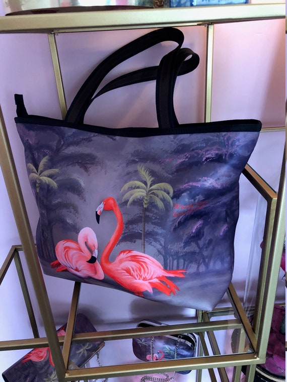 Retro shopper, Flamingo, birthday gift, gift for her, gift for mom, Woody Ellen bag, christmas gifts,christmas gift ideas, mothers day gift