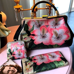 vintage handbag set, Libre, christmas gift, gift for her, Woody Ellen bag, rockabilly bag, valentine gift, vegan bag, honey bird bag,kolibri