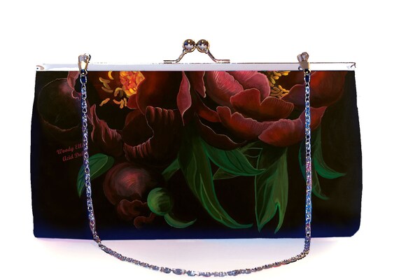 Retro clutch large, clutch bag, Night Bloom, birthday gift, gift for her,gift for mom, Woody Ellen bag, christmas gift, christmas gift ideas