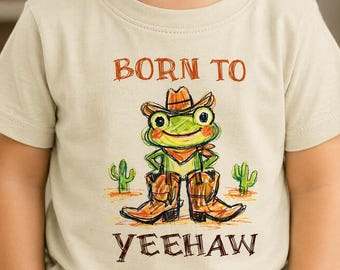 Born to Yeehaw Frog Infant Tee | Cowboy Boot Hat Cactus Baby Shirt