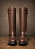 Handmade Leather Knee High Boots for Men's Tall Riding Side Zip Biker Gothic Combat Motorcycle Equestrian Custom Made product logo