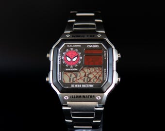 Orologio Casio AE1200 personalizzato "Spidey" / Orologio digitale personalizzato da supereroe Spider-Man / Orologio Casio Royale