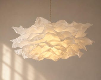 Abażur do lampy wiszącej Cloud, biała lampa sufitowa w kształcie kwiatu z papieru, miękki, nowoczesny żyrandol do sypialni i salonu