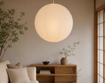 Round Paper Lantern Shade, White Hanging Paper Lampshade, Vintage Ceiling Lamp Cover for Bedroom Living Room