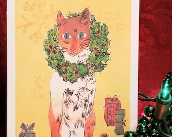 Christmas Card with Andy Warhol Cat