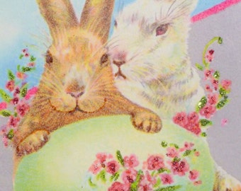 Two Rabbits Easter Greetings Card