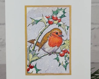 Christmas Card Little Bird in Snow