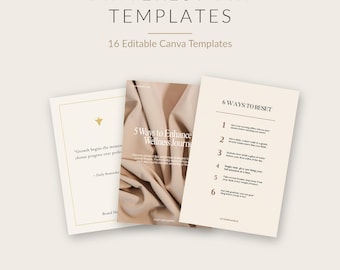 16 Minimal Beige Pinterest Pin Templates | Canva Editable Bundle (Digital Download)
