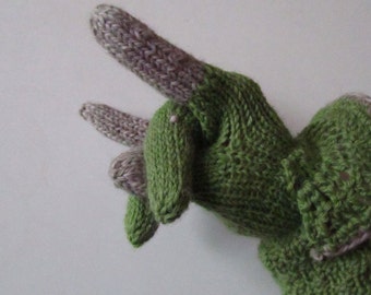 PATTERN: Triceratops Dinosaur Gloves - Knit and Crochet