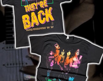 KISS “We're Back” Alive Worldwide Tour T-Shirt 1996-1997 Black Screen Stars