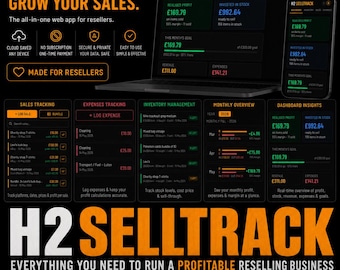 H2 SELLTRACK Reseller Profit Tracker Web App, Sales Stock Expense Tool (Einmalige Zahlung)