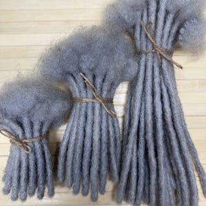 10 strengen van 0,4-1 cm grijze dreadlock-extensions van echt mensenhaar