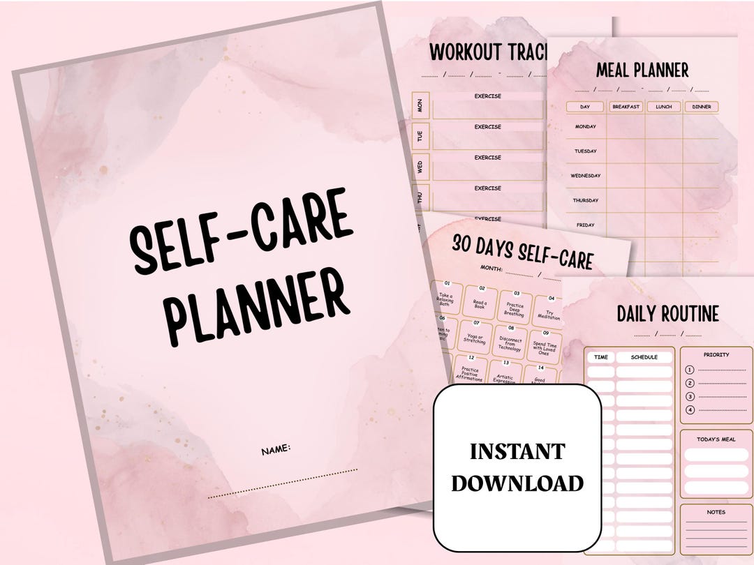Elegant Pink Self-care Planner | Wellness Journal, Habit Tracker ...
