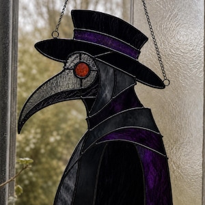 Mönster för målat glas i Plague Doctor | Gotisk solfångare, nybörjarkonst i glas (digital nedladdning)