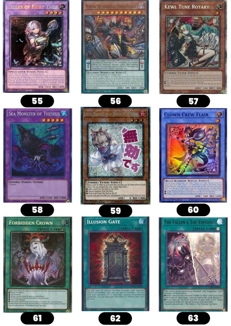 Pode incluir: Uma cole&ccedil;&atilde;o de nove cartas colecion&aacute;veis retangulares dispostas em uma grade, cada uma com ilustra&ccedil;&otilde;es de fantasia, texto e s&iacute;mbolos &uacute;nicos. As cartas exibem v&aacute;rios personagens, criaturas e itens m&aacute;gicos com bordas detalhadas e estat&iacute;sticas.