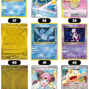 Puede incluir: Nueve cartas coleccionables de Pok&eacute;mon con varios personajes. Las cartas incluyen Lapras, Piplup, Pikachu EX, Mega Zygarde EX, Articuno, Mewtwo, Mega Charizard X EX, Rosa's Encouragement y Meowth GX. Cada carta tiene un dise&ntilde;o y esquema de color &uacute;nicos.