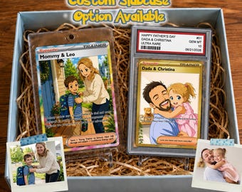 Cartão PTCG personalizado, Cartão holográfico Pokémon personalizado para aniversário, Presente Pokémon, Presente de aniversário para melhor amigo, Foto de casamento do casal, Estojo de papelão graduado